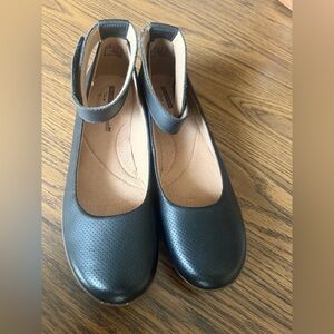 Clarks Black Perforated Mary Jane Flats